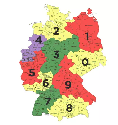 Landkarte mit PLZ in Deutschland